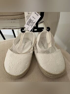 🤍 12~18 Mth White Eyelet Embroidered Espadrille Mary Jane with Jute Trim NWT